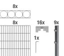 Doppelstabmattenzaun Sets anthrazit mit Dekorelement "Oslo"", Länge: 16 m, Höhe: 140 cm