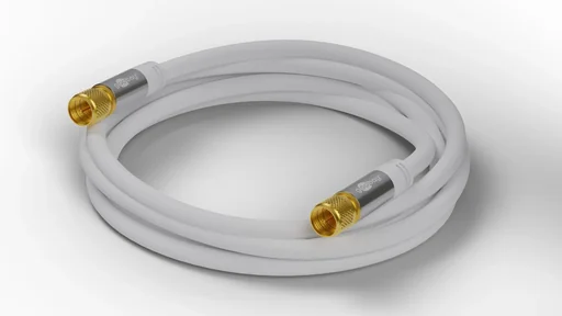 "SAT Antennenkabel 135 dB, 4x geschirmt, 2 m, Weiß - vergoldet, F-Stecker > F-Stecker (70600) image"