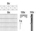 Doppelstabmattenzaun Sets anthrazit mit Dekorelement "Nexus", Länge: 18 m, Höhe: 100 cm