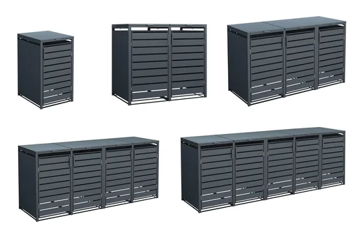 "Mülltonnenbox 3-fach mit Deckel, Anthrazit image"