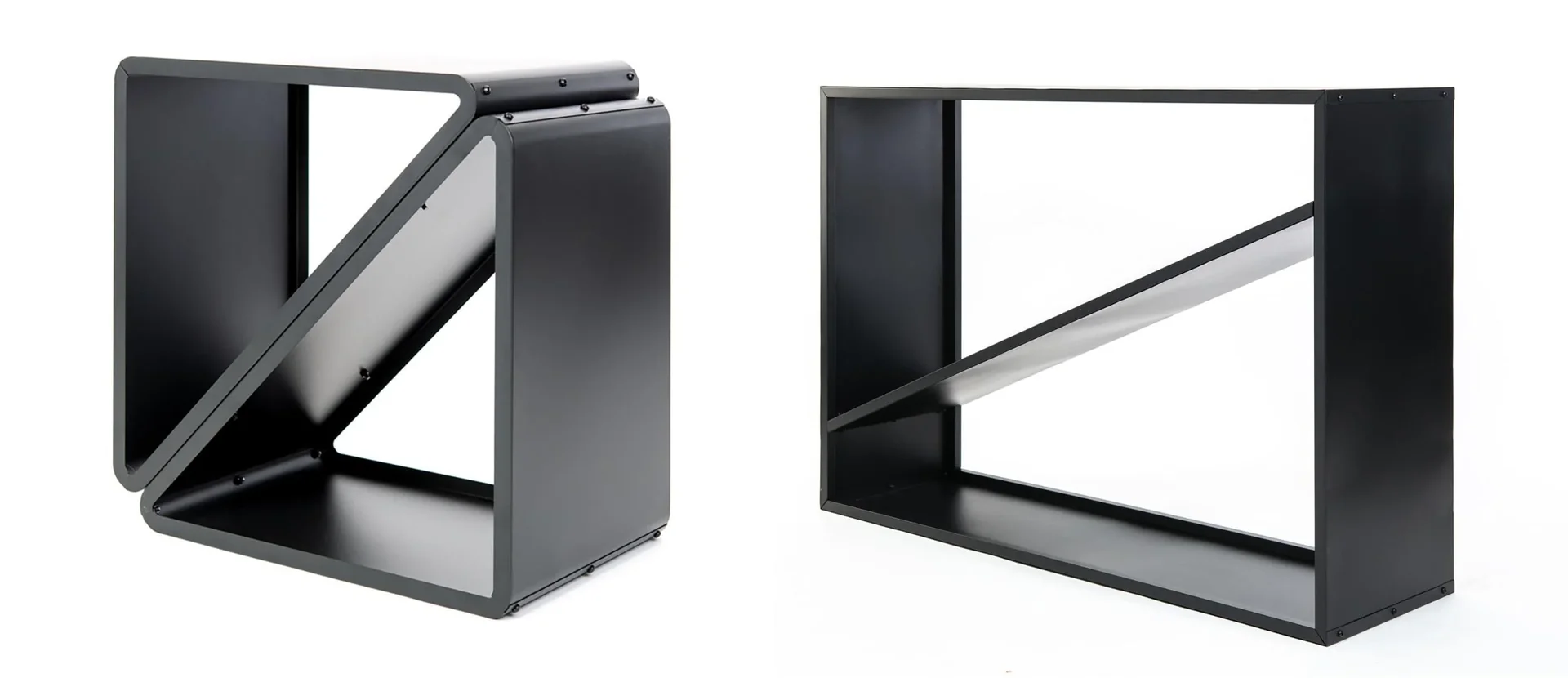 "Westmann Kaminholzregal Hugo, 115×35×80 cm, Schwarz – Stahl mit diagonalem Fach image"
