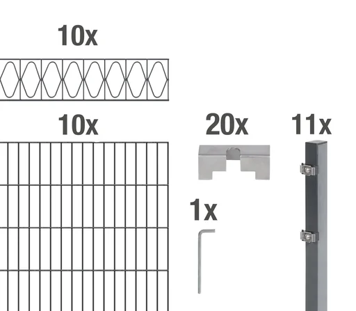 "Doppelstabmattenzaun Sets anthrazit mit Dekorelement "Eleganz", Länge: 20 m, Höhe: 100 cm image"