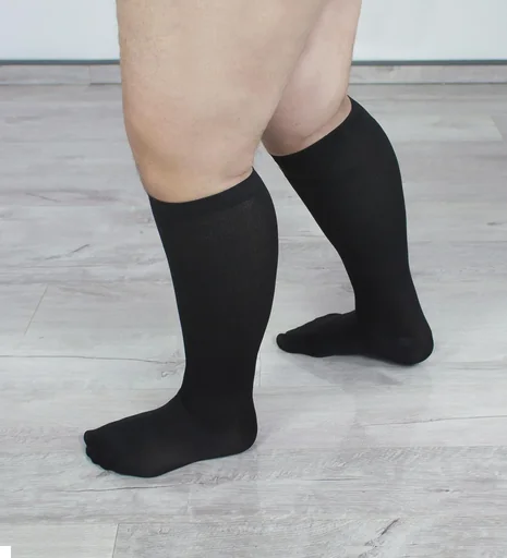 "Reisestützstrümpfe für kräftige Waden, schwarz, Größe 45-47, Doppelpack image"