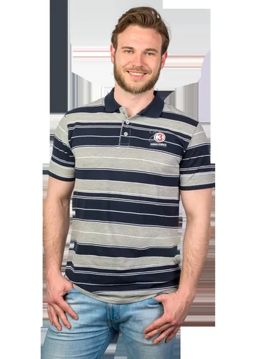 "Poloshirt mit Knopfleiste, Farbe marine gestreift, Gr. L image"