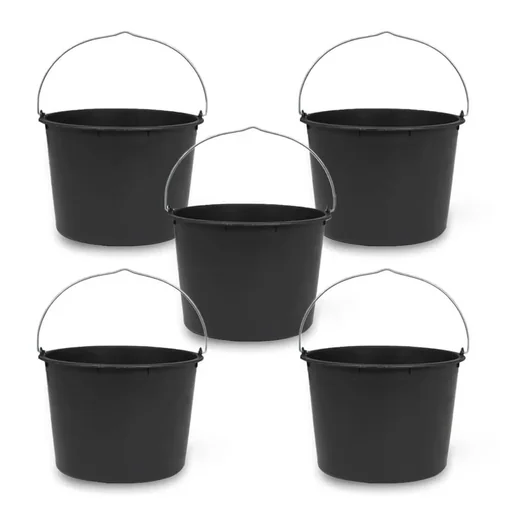"Baueimer 20 Liter, Profi-Line, Schwarz, 5er Set image"