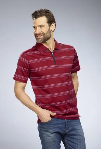 "Poloshirt gestreift, Farbe rot, Gr.L image"