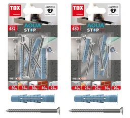 Allzweckdübel Aqua Stop Pro 8 x 50 mm + Linsenkopfschraube 6 x 70 mm, 2 Stück