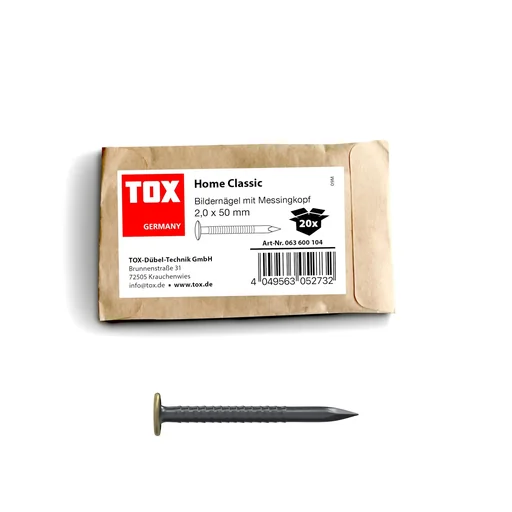 "Bildernagel Home Classic mit Messingkopf 2,0 x 50 mm, 20 Stück image"