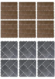 Gartenplatten, Holzdielen-Optik, 30 x 30 cm, 6er-Set