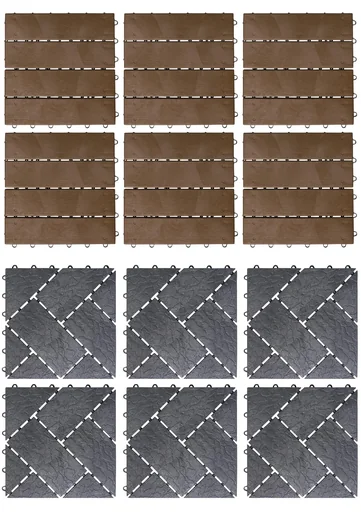 "Gartenplatten, Holzdielen-Optik, 30 x 30 cm, 6er-Set image"