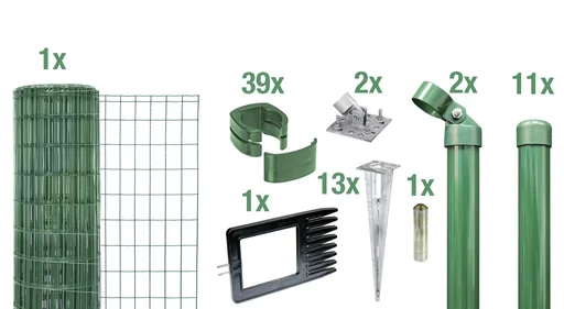 "Fix-Clip Pro als Zaun-Komplettset, mit Einschlagbodenhülse, grün, Höhe 122 cm, Länge 25 m image"
