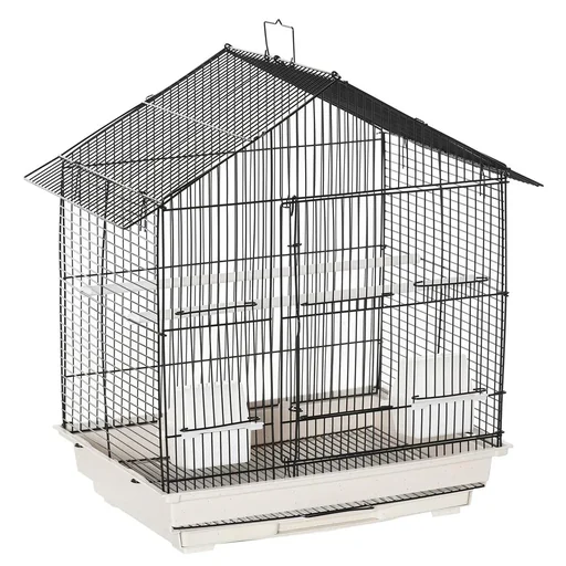 "Vogelkäfig Vogelhaus Vogelvoliere mit Sitzenstangen Futternäpfe ausnehmbarer Bodenschale Weiß 54 x 35 x 56 cm image"