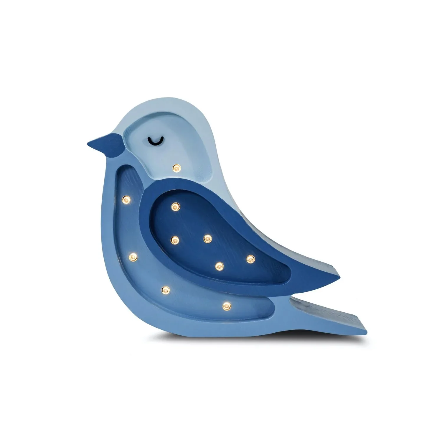 Little Lights Nachtlicht Kinder, Nachtlampe Mini-Vogel - 100% Kiefernholz natur, Farbe: Denim