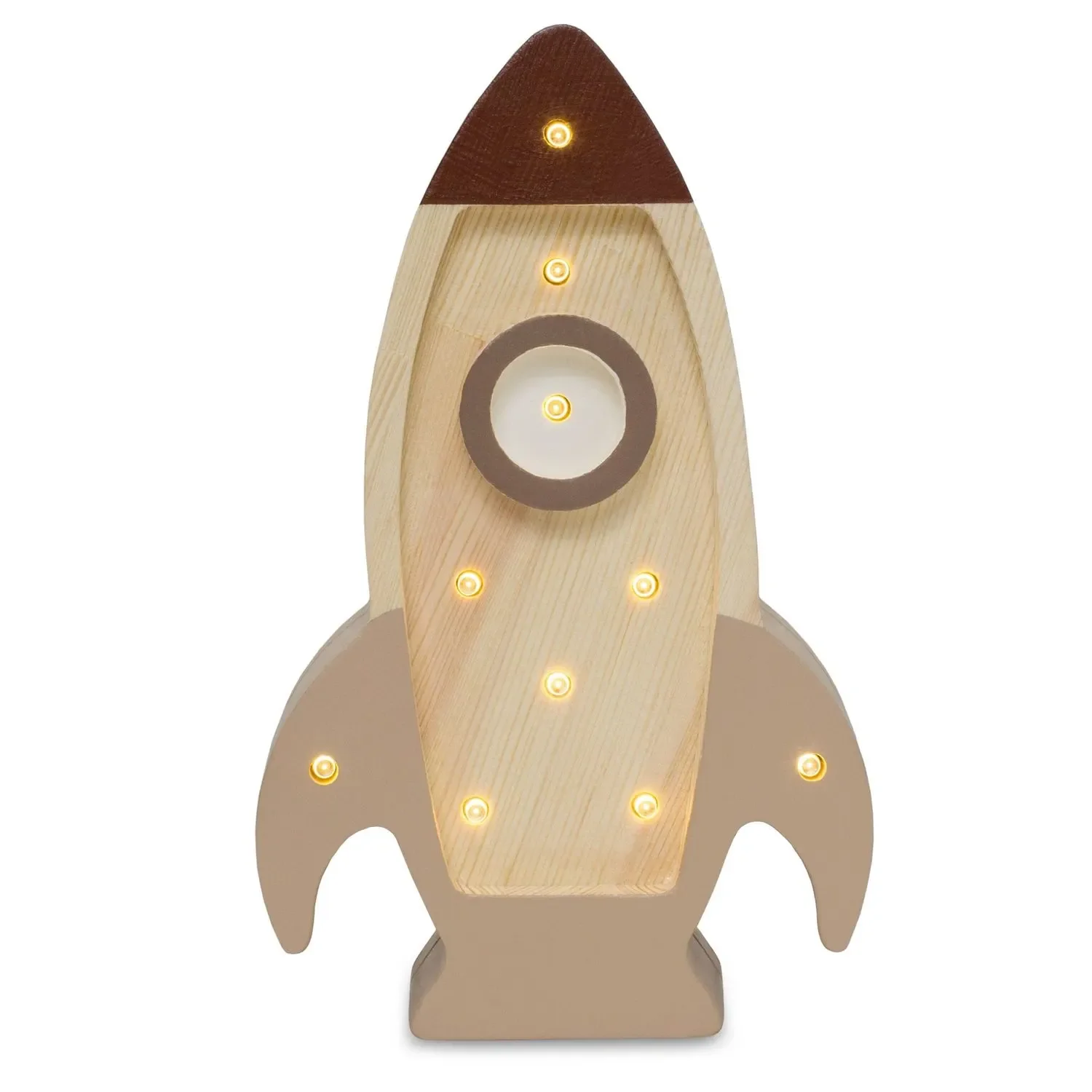 "Little Lights Nachtlicht Kinder, Nachtlampe Mini-Raketenschiff - 100% Kiefernholz natur, Farbe: Cappuccino image"
