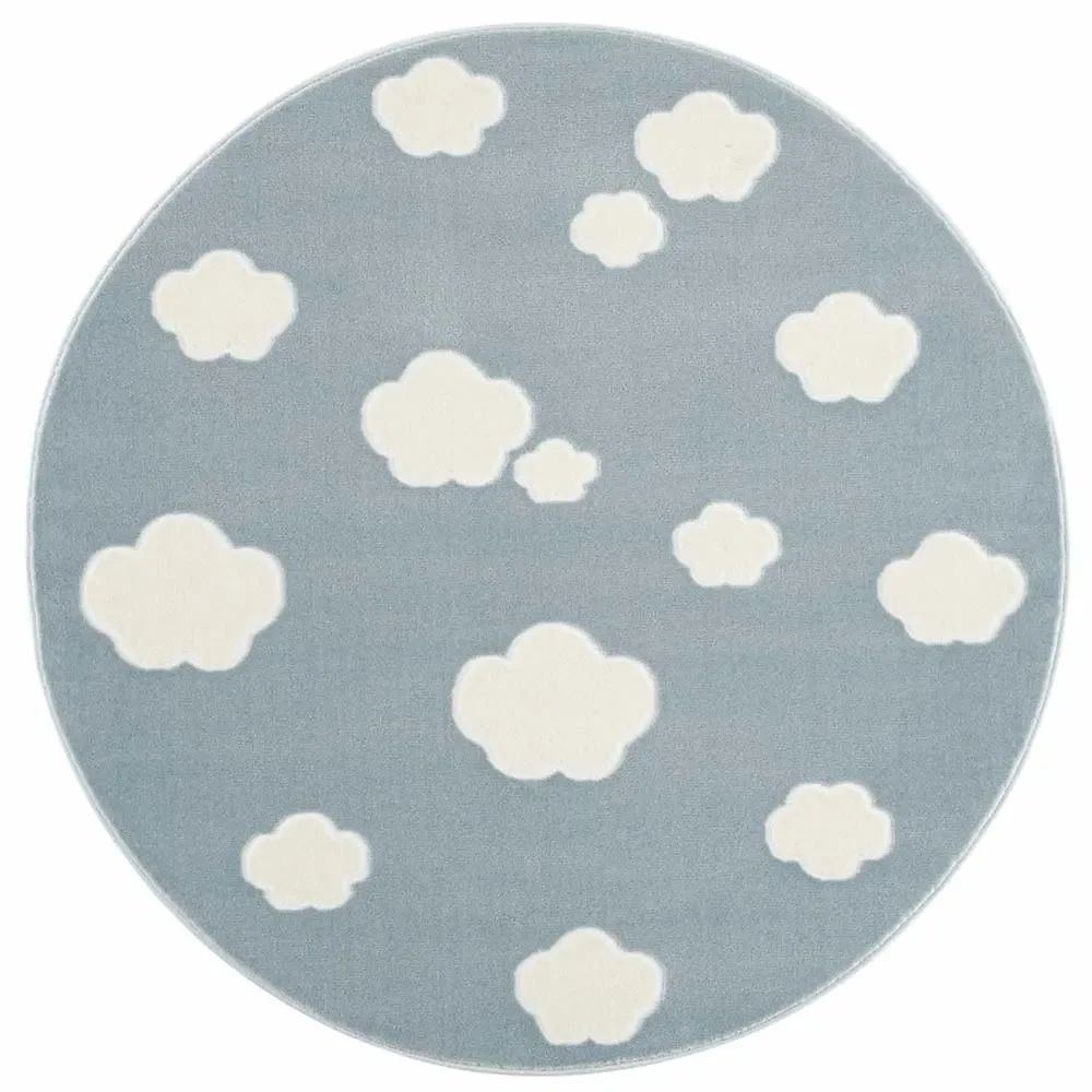 Livone Teppich rund Wolken blau