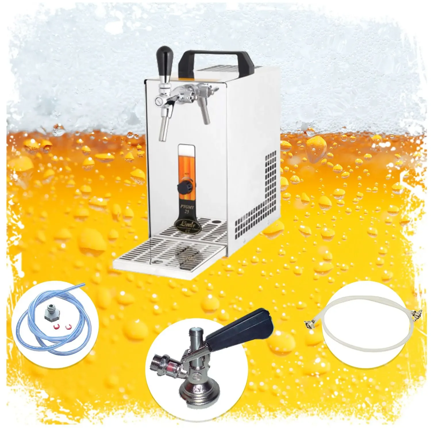 "Komplett Set - Zapfanlage, Bierzapfanlage, Bierzapfen PYGMY 20/K mit Membranpumpe, 1-leitig Trockenkühlgerät aus Edelstahl, 25 Liter/h, Green Line image"
