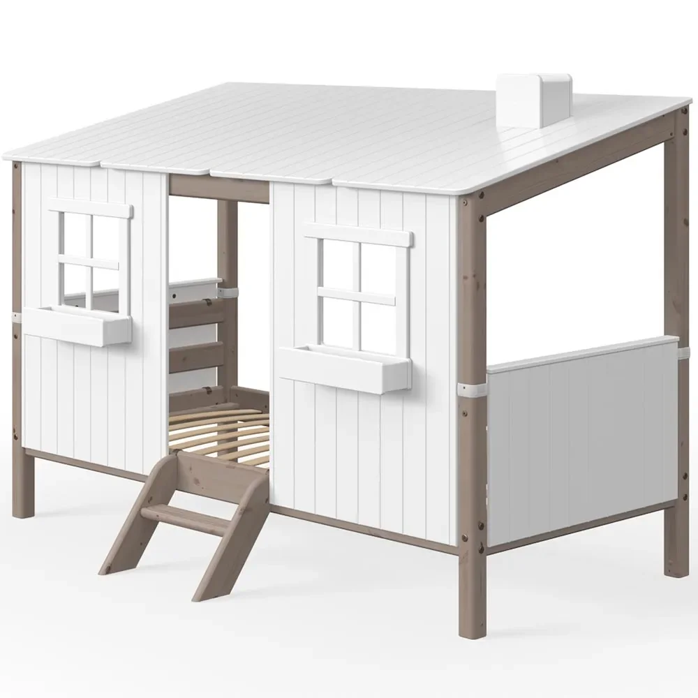 "Flexa Einzelbett Haus weiss braun image"