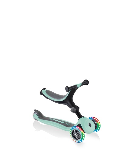 "GLOBBER GO-UP FOLDABLE LIGHTS – 3 in 1 Dreirad, 120/80 mm, ABEC 5, 3-rädrig, höhenverstellbar, LED-Rollen, mint image"