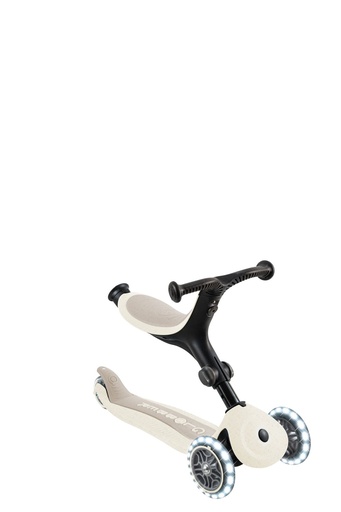 "GLOBBER GO-UP ACTIVE LIGHTS ECO – 3 in 1 Dreirad, Laufrad und Scooter, 120/80 mm, 3-rädrig, höhenverstellbar, kokos weiß image"