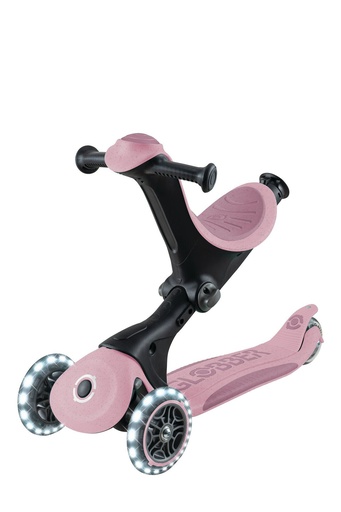 "GLOBBER GO-UP DELUXE LIGHTS ECO 360 – 3 in 1 Aufsitzrad, Laufrad, Scooter, 120/80 mm, 3-rädrig, höhenverstellbar, beere image"
