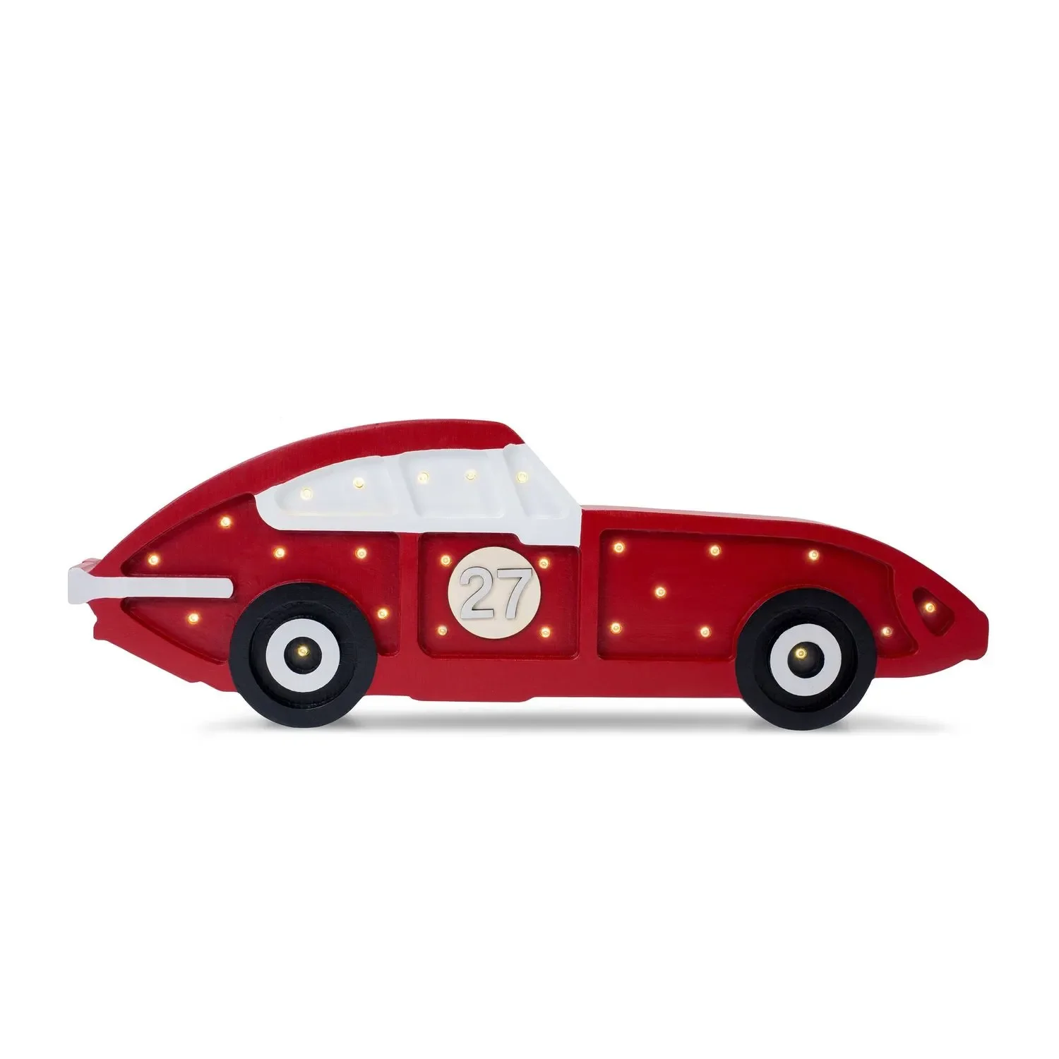 "Little Lights Nachtlicht Kinder, Nachtlampe Rennauto - 100% Kiefernholz natur, Farbe: Frecciarossa image"