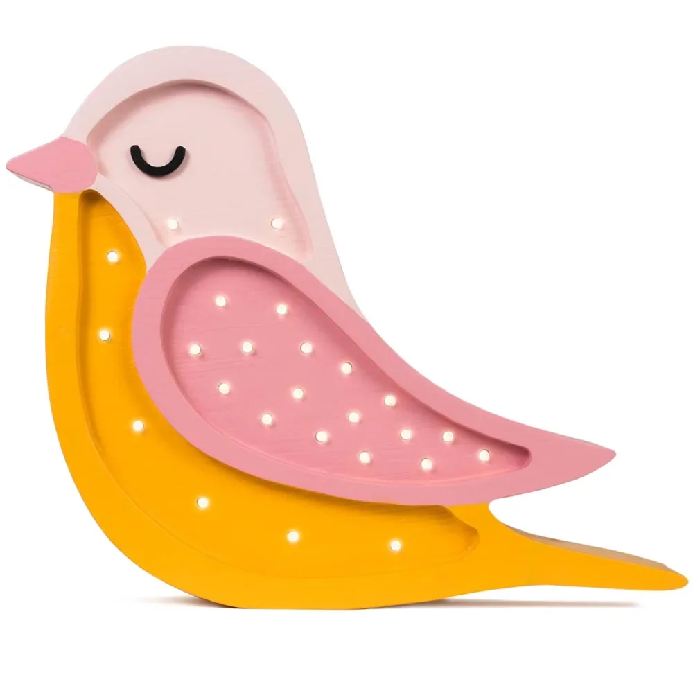 "little lights Led Deko Kinderlampe Vogel honig rosa image"