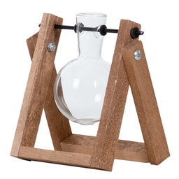 Stecklingsständer - 1 Glasvase - Hydrokulturvase für Stecklinge - Holz - Kulturs