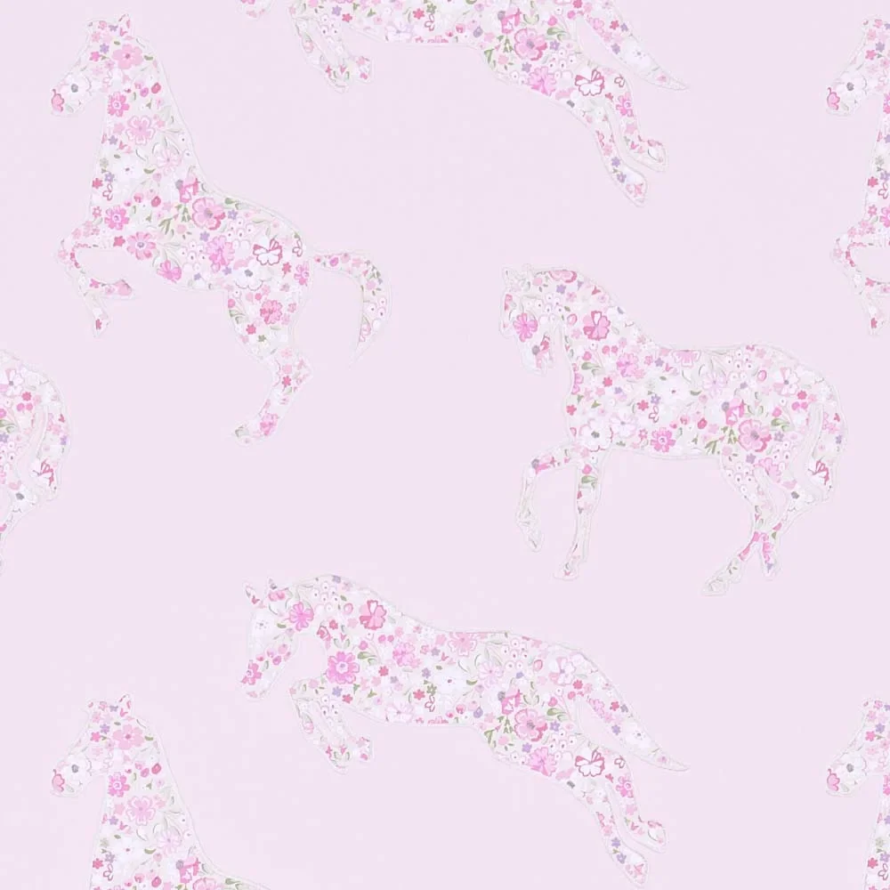 "Little Sanderson Abracazoo Tapete Blumen Pferde rosa image"
