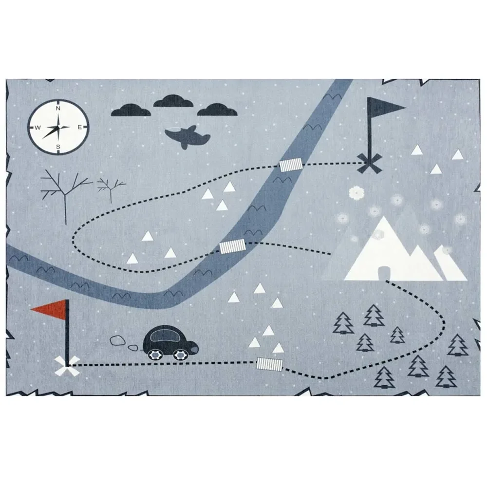 Livone Kinderteppich waschbar Schatzkarte blau, Teppichgrösse 140 x 190 cm