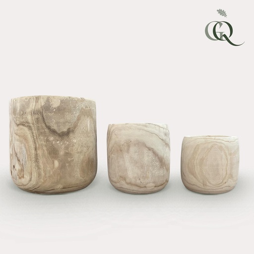 "Topf - Holz hellbraun Pia Topf - Set von 3 image"