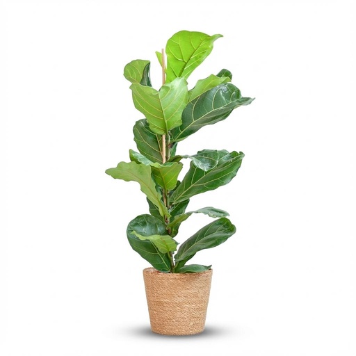 "Geigenfeige (Ficus lyrata) – pflegeleichte Zimmerpflanze, im Dekokorb, Höhe ca. 80 cm image"