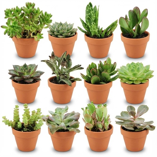 "Mini Sukkulenten Mix - 12 Stück - Ø 8,1 cm - Höhe: 5-10 cm - Terrakottatöpfe image"