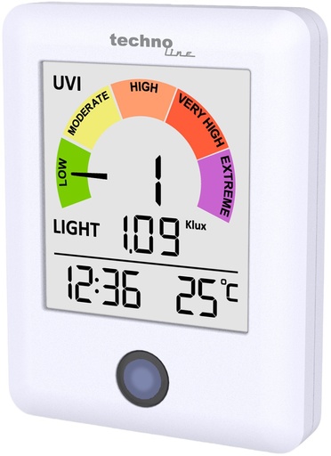 "WS9320 UV-Strahlungsmonitor mit UV-Index & Lichtmesser – Echtzeit-UV-Messung alle 60 Sekunden, Innentemperatur & Uhrzeit, UV-Warner mit Farbskala, Lichtintensität bis 300 Klux image"