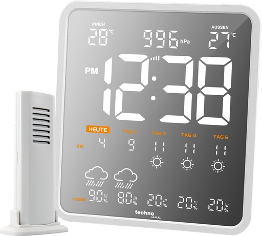 "WD3035 WLAN Wetterstation mit App (Smart Life) – 4-Tage-Vorhersage, Außensensor, PM2.5-Luftqualität, Temperatur, Luftdruck & UV-Index image"