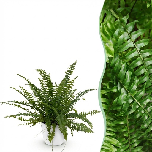 "Zimmerpflanze - Nephrolepsis exaltata Green Lady - Farn - Haustierfreundliche Pflanze - Grün - 1 Pflanze - mit Potter Weiß - Topf 12cm - Höhe 25cm image"