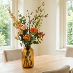 Kunstblumenstrauß - Amber Peach Deluxe - Real Touch - 12 Stiele - Höhe ca. 105 c