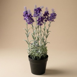 1x Künstlicher Lavendel - violette Pflanze im Topf - Kunstpflanze - 28 cm