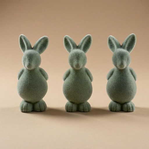 "3x Osterhase Dekoration - Grüner Samt - Höhe ca. 12,5 cm image"