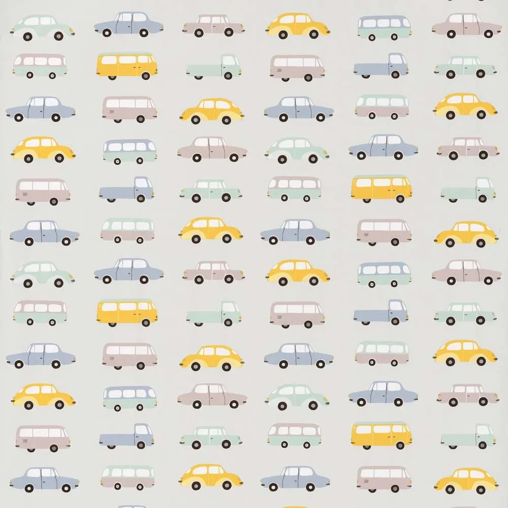 "Casadeco Kindertapete Happy Dreams Autos blau gelb image"