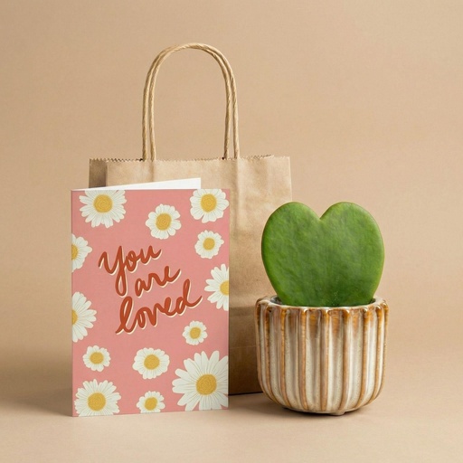 "Geschenkset - Love Set - Herzblattpflanze, Topf, Grußkarte & Geschenktüte image"