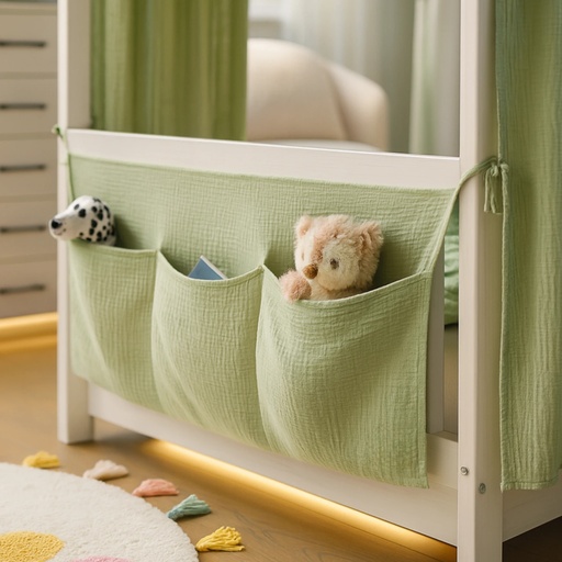 "Alavya Home Babybett Betttasche Musselin Bio-Baumwolle - Khaki image"