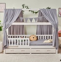 Alavya Home Dekoset aus 100% Bio-Musselin Baumwolle | 125x350cm Grau