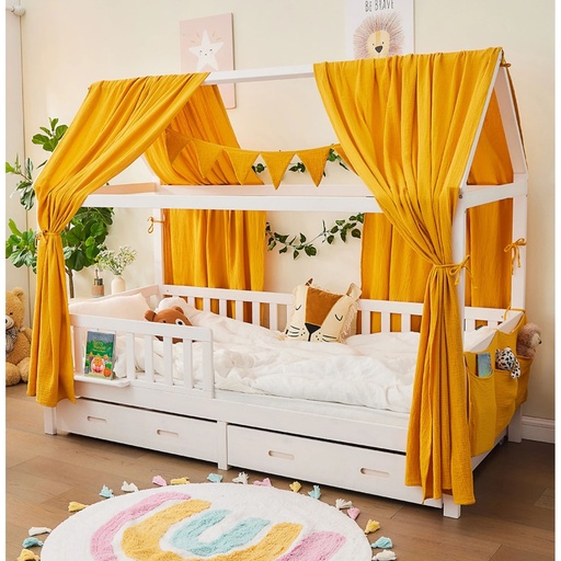 "Alavya Home Deko-Set Musselin 125x350 cm Bio-Musselin Baumwolle - Senfgelb image"