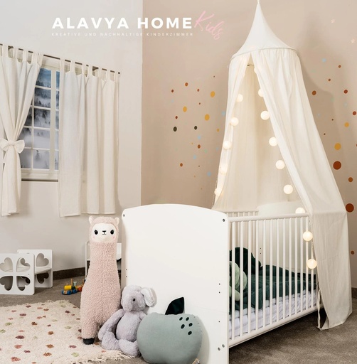 "Alavya Home Baldachin Betthimmel 250x50 cm Bio-Musselin Baumwolle - Creme image"