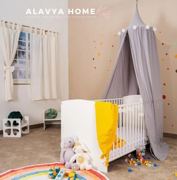 Alavya Home Baldachin Betthimmel 250x50 cm Bio-Musselin Baumwolle - Grau
