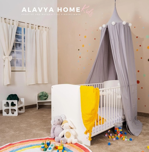 "Alavya Home Baldachin Betthimmel 250x50 cm Bio-Musselin Baumwolle - Grau image"