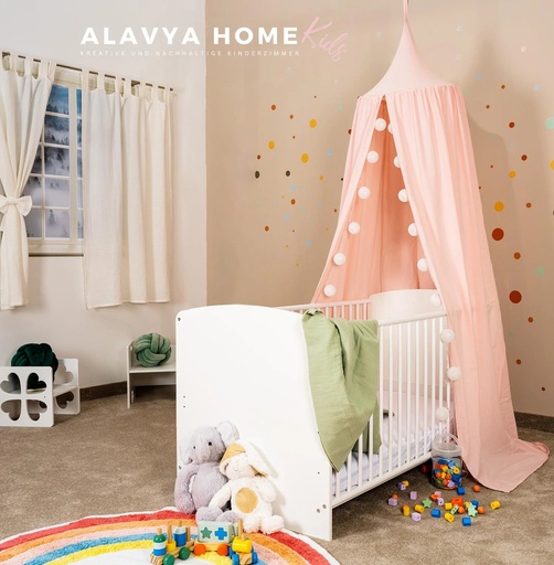 "Alavya Home Baldachin Betthimmel 250x50 cm Bio-Musselin Baumwolle - Rosa image"