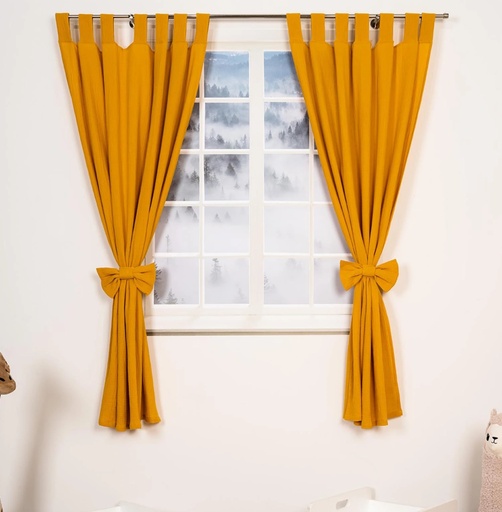 "Alavya Home Vorhänge Schlaufen 100x150 cm Baumwolle - 2er-Set, Senfgelb image"