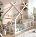 Alavya Home Bodenbett DREAM Komplett-Set 80x160 cm Buche - Weiß