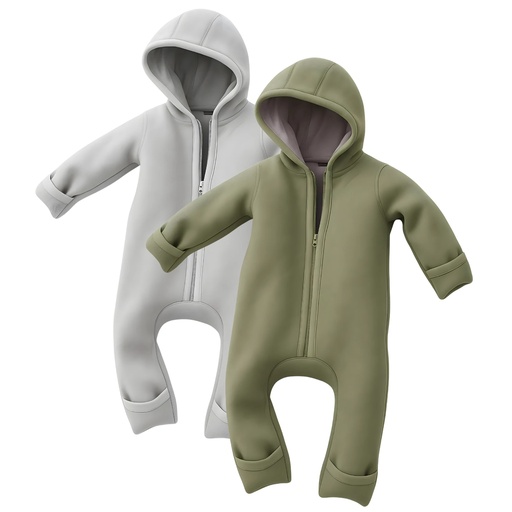 "Alavya Home Walkoverall 86/92 Bio-Schurwolle - 2er-Set, Khaki und Grau image"